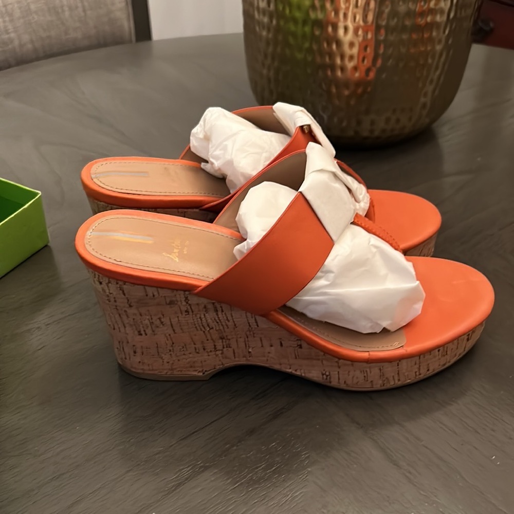 SAM EDELMAN Yardlie Wedge Sandal In Sunset Orange - Picture 3 of 13